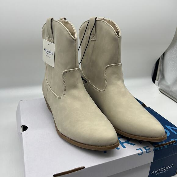 Arizona Jean Co Womens Western Heel Booties Meyer Boots Cream Color Size 9M - Picture 1 of 15